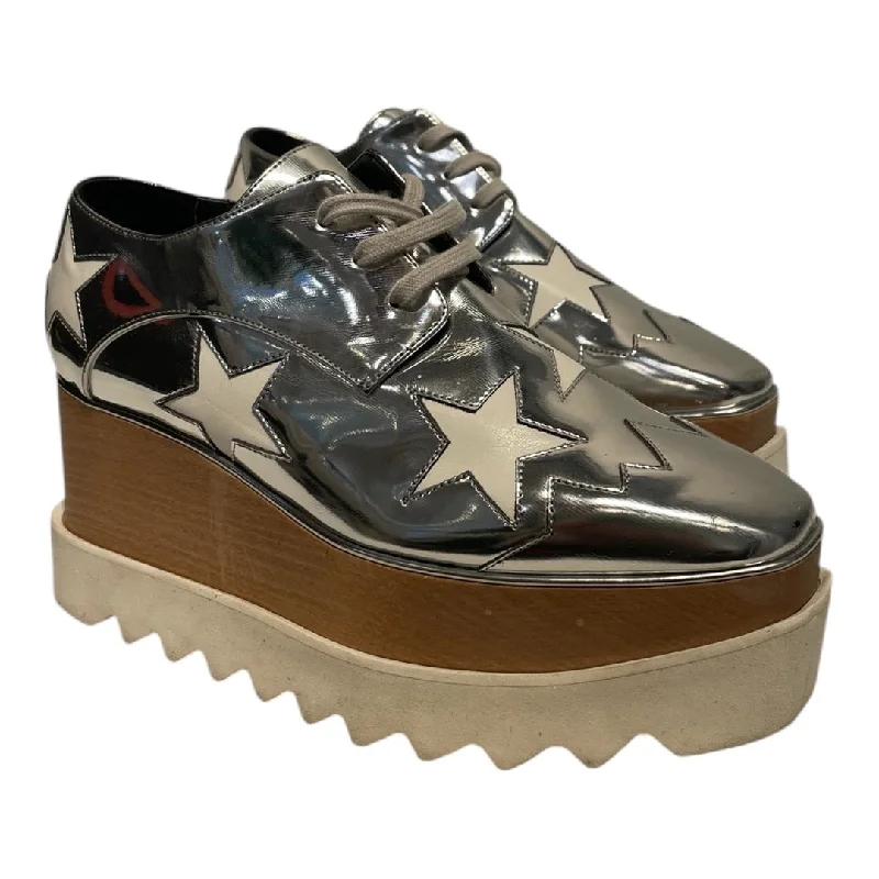 Flexible Sneakers STELLAMcCARTNEY/Dress Shoes/EU 36/All Over Print/Leather/SLV/Platform/WHT STAR PTTRN/SLVR LACE SHOE