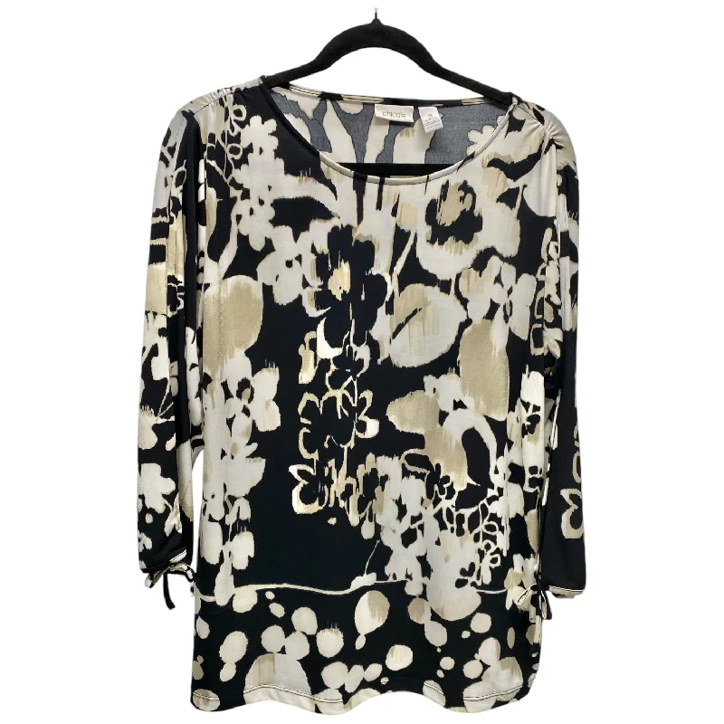 Practical Looks Top 3/4 Sleeve By Chicos In Black & Tan, Size: L