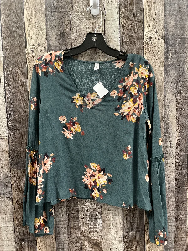 Urban Layers Top Long Sleeve By Bp In Green, Size: Xs