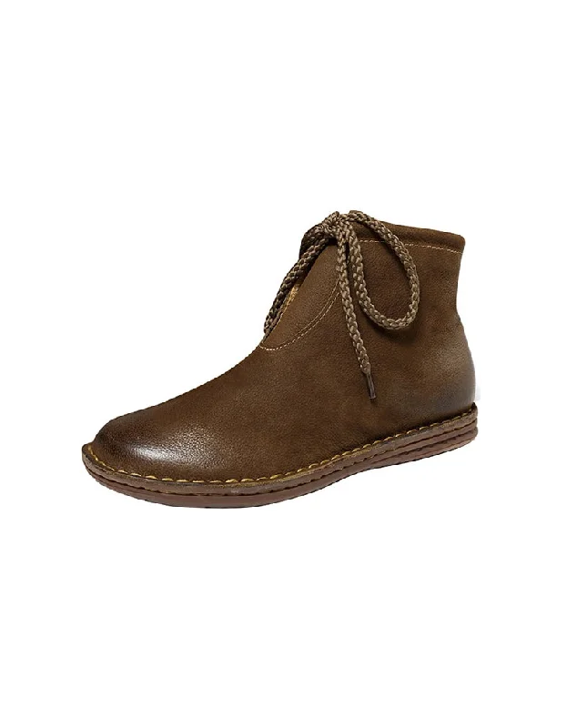 Affordable Boots Ankle Lace-up Handmade Leather Retro Boots 35-42