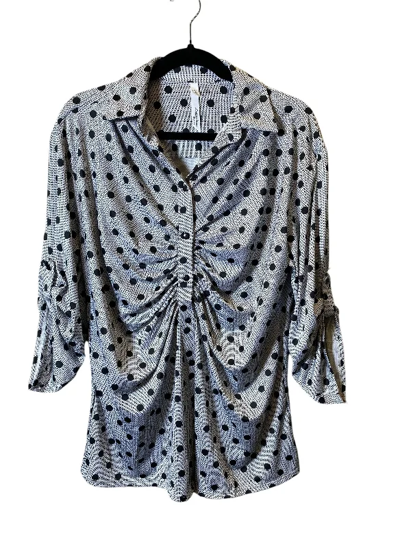 Casual Sneakers Top Long Sleeve By Ny Collection In Black & White, Size: Xl