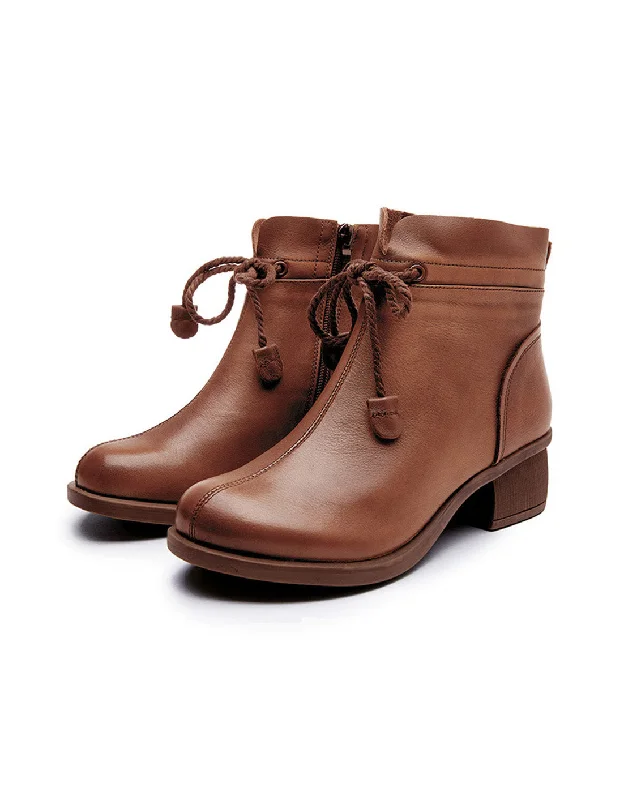 Flexible Sneakers Leather Handmade Chunky Retro Short Boots