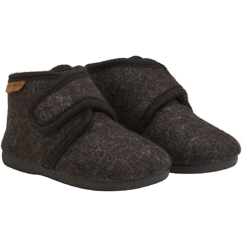Budget Sneakers En Fant Chocolate Melange Slippers Wool Velcro