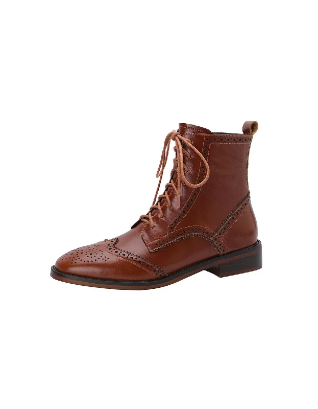 Modern Casual Shoes British Style Handmade Vintage Lace-up Oxford Boots