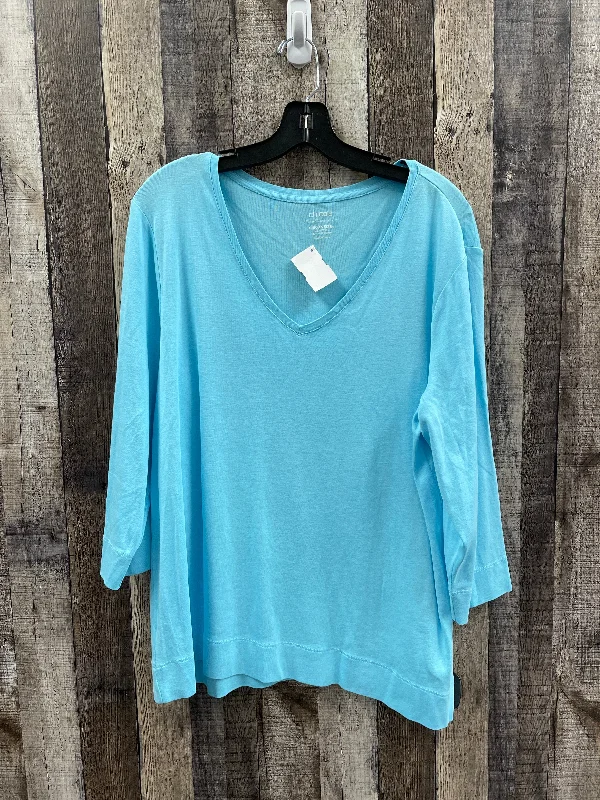 Urban Essentials Top 3/4 Sleeve By Chicos In Blue, Size: Xxl