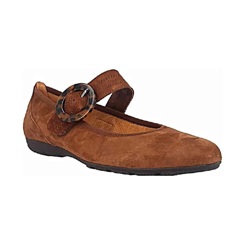 Smooth Leather Shoes Gabor Women's 54.168.14 Mary Jane Buckle Flat - Whiskey Brown