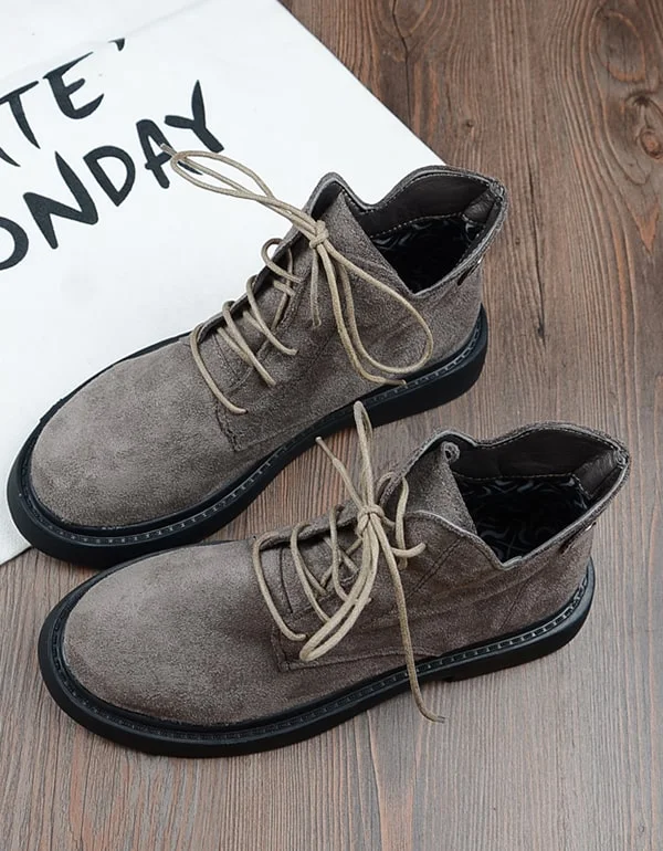 Vintage Sneakers Retro Lace up Comfortable Suede Boots