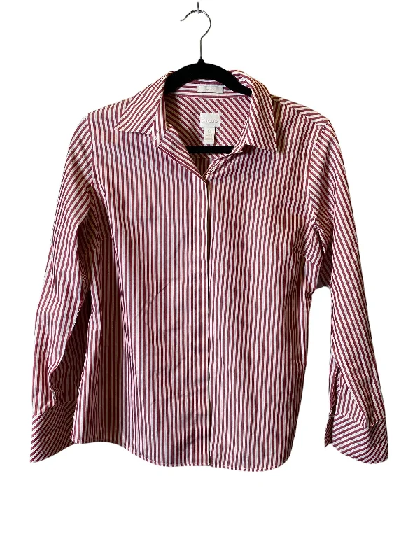 Versatile Knitwear Top Long Sleeve By Chicos In Striped Pattern, Size: S