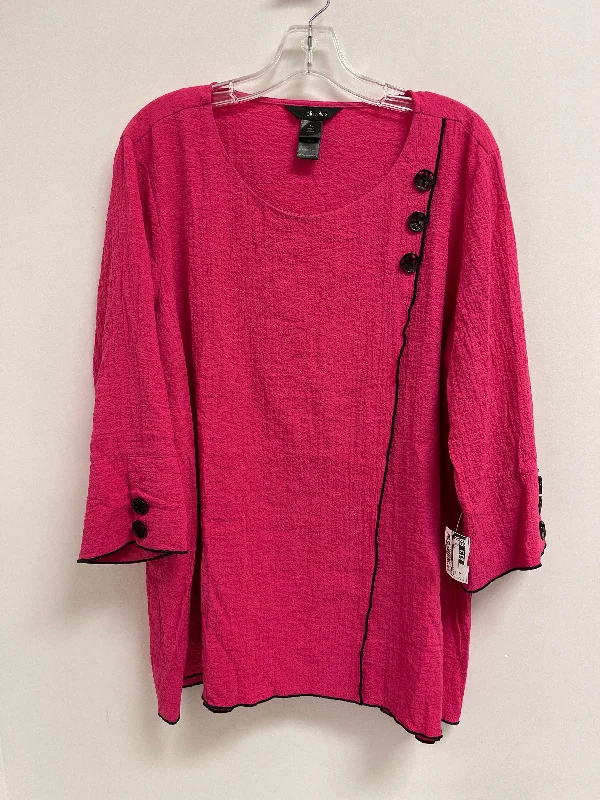 Comfortable Knitwear Top Long Sleeve By Ali Miles In Pink, Size: Xl