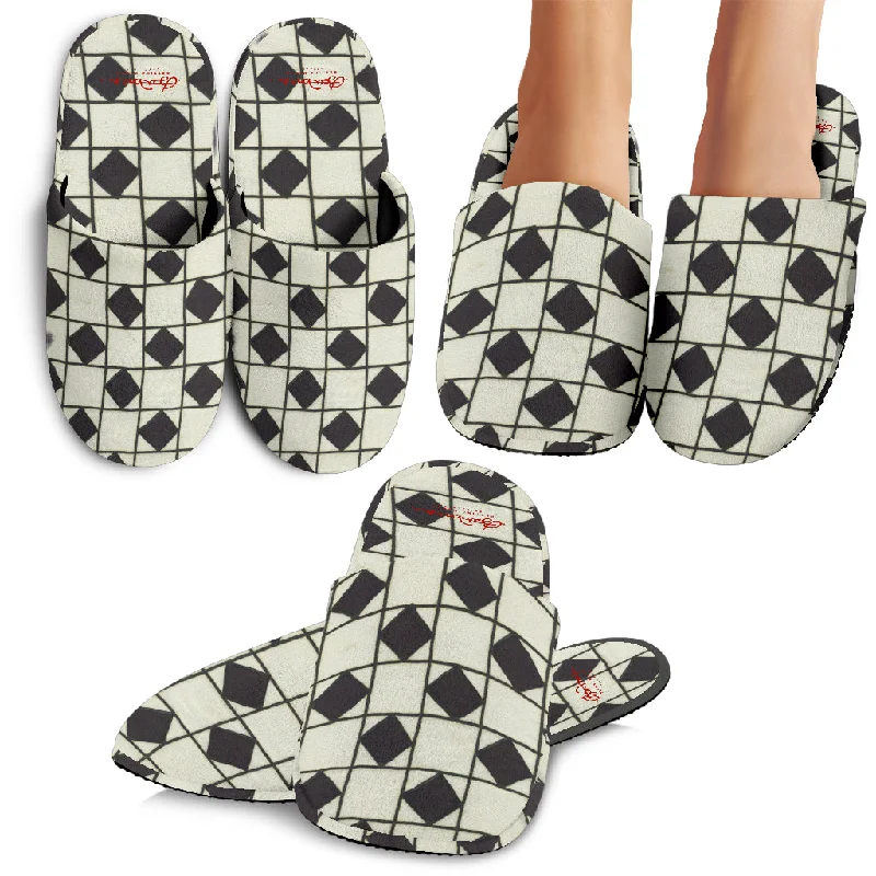 Cushion Sole Sneakers B&W Checkerboard Optical Slipper