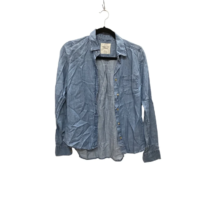 Comfortable Outfits Top Long Sleeve By American Eagle In Blue, Size: Xs