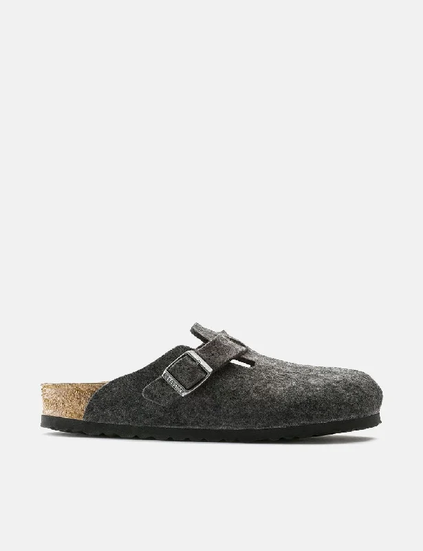 Breathable Loafers Birkenstock Boston Wool Felt (Regular) - Anthracite Grey