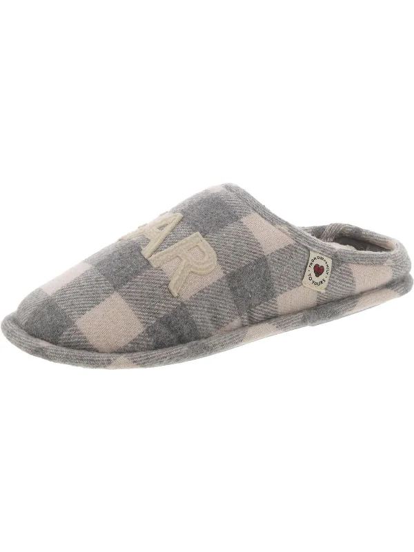 Travel-Friendly Shoes Womens Plaid Faux Fur Lined Slide Slippers