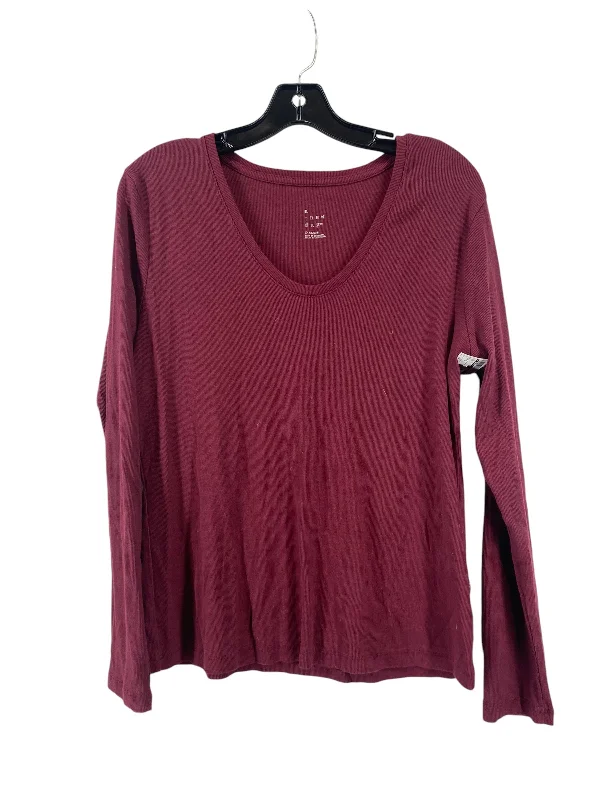 Trendy Basics Top Long Sleeve Basic By A New Day In Red, Size: Xl