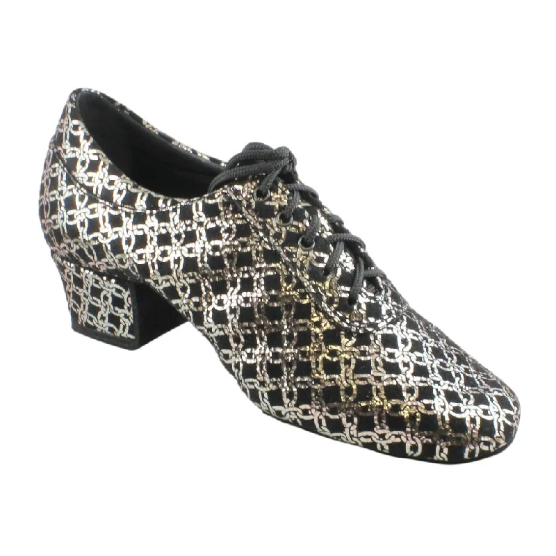 Chic Footwear Practice Dance Shoes, 1205 Flexi, Shevro Black, Silver Chains