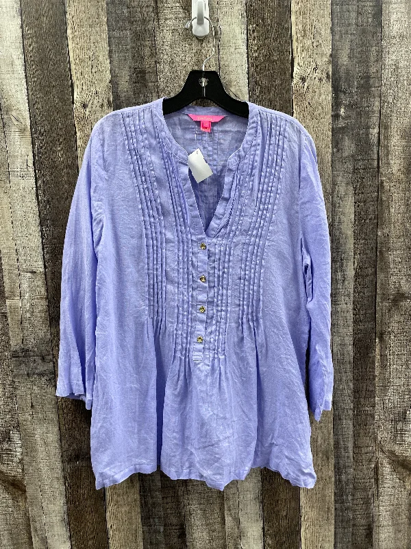 Cool Streetwear Tunic Long Sleeve By Lilly Pulitzer In Purple, Size: M