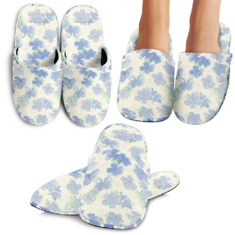 Breathable Shoes Blu&White Watercolor Floral Slipper
