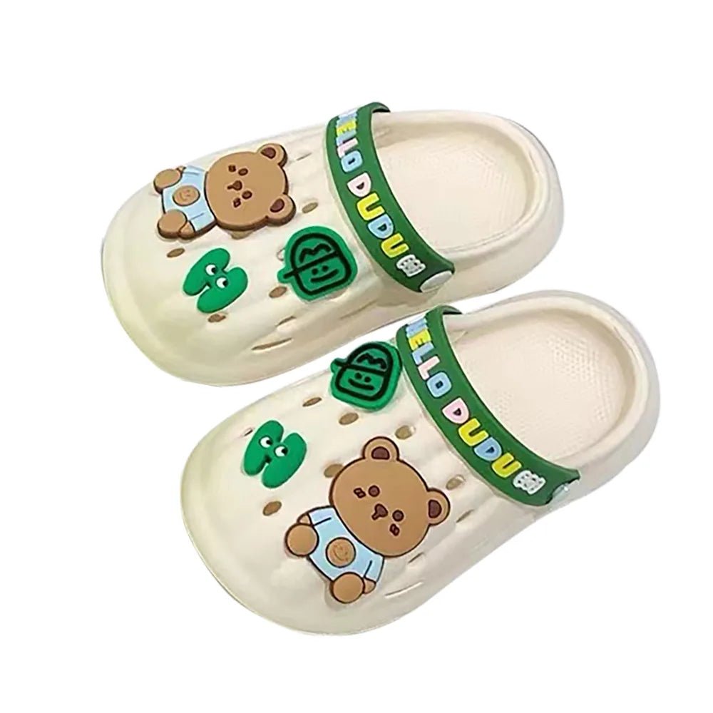 Soft Sole Sneakers Cream & Dark Green Big Bear Slip on Clogs, Summer/Monsoon/ Beach Footwear for Toddlers and Kids, Unisex Soft Sole Sneakers Cream & Dark Green Big Bear Slip on Clogs, Summer/Monsoon/ Beach Footwear for Toddlers and Kids, Unisex