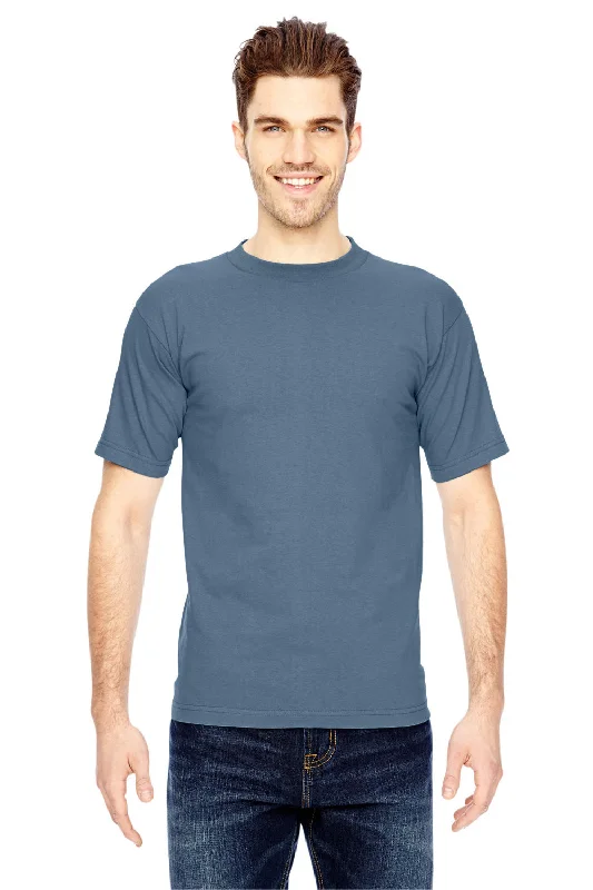 Cozy Basics Bayside Mens USA Made Short Sleeve Crewneck T-Shirt - Denim Blue