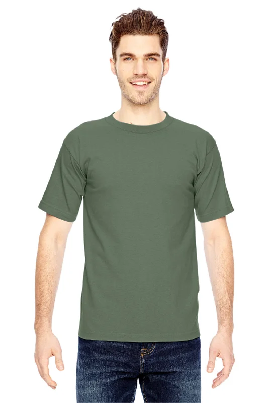 Relaxed Casuals Bayside Mens USA Made Short Sleeve Crewneck T-Shirt - Army Green