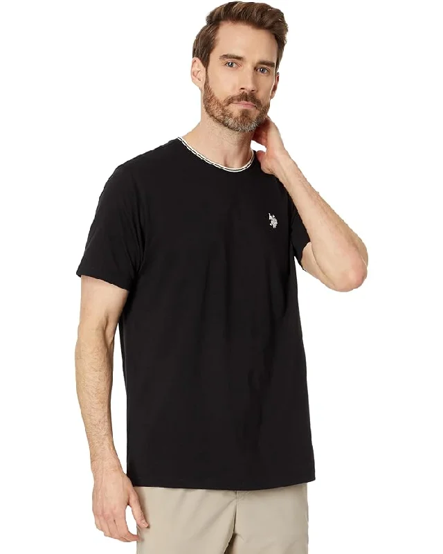 Easy Pants U.S. Polo Assn. Men's Short Sleeve Crew Neck Yarn-Dye Collar Tipped Jersey T-Shirt