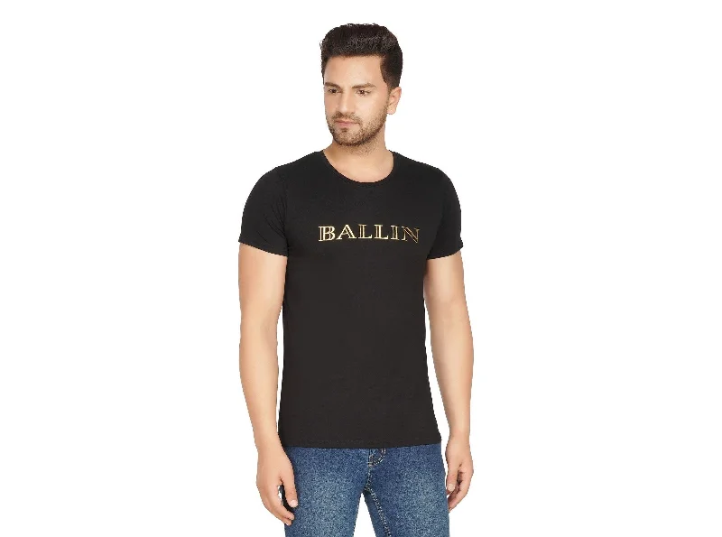 Flexible Outerwear SLAY. Men's T-shirt Black Gold Foil Reflective Print BALLIN' Edition