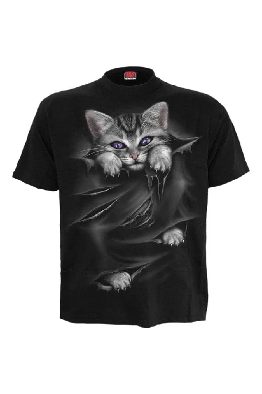 Comfortable Wearables Bright Eyes - Front Print T-Shirt Black