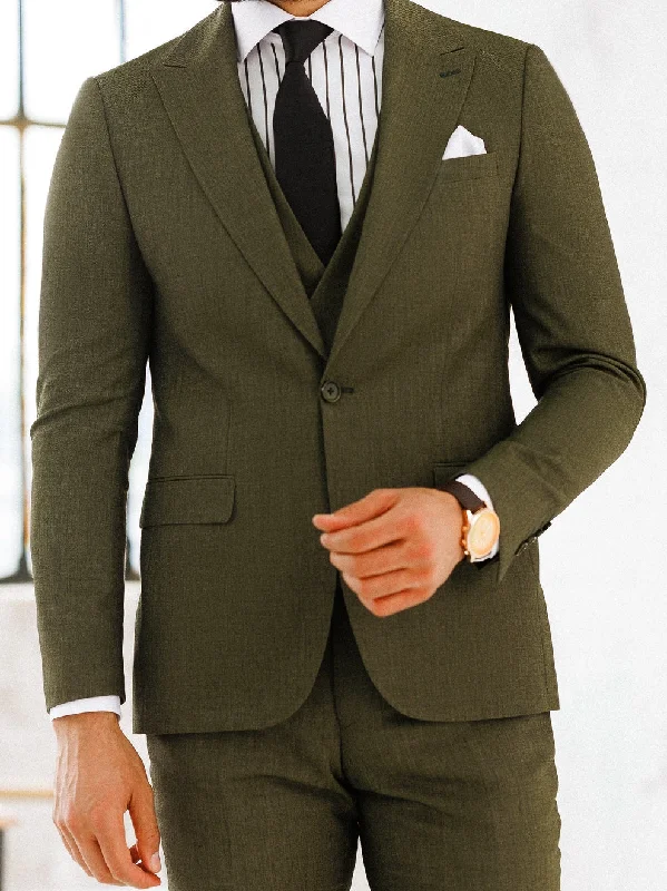 Comfortable Wearables Khaki Slim-Fit Suit 3-Piece