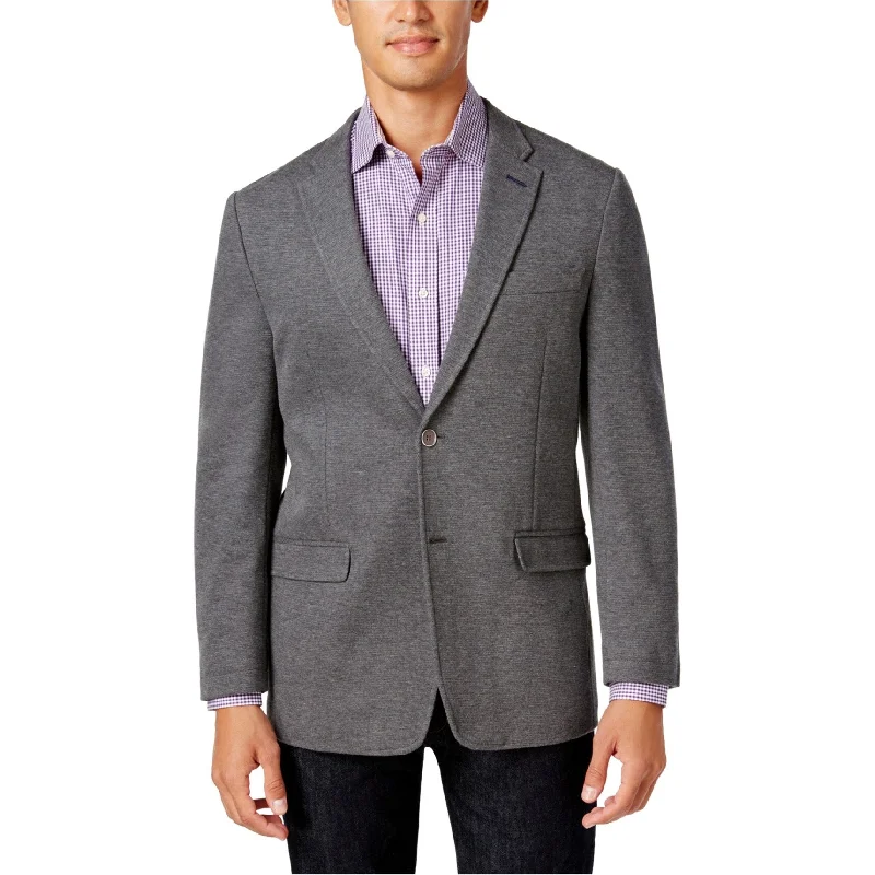 Relaxed Casuals Tommy Hilfiger Mens Knit Two Button Blazer Jacket, Grey, 40 Long
