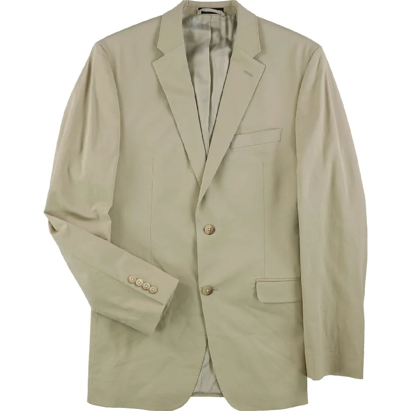 Street Apparel Ralph Lauren Mens Solid Two Button Blazer Jacket, Beige, 40 Long