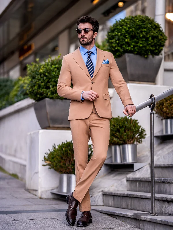 Weekend Wear Camel Slim-Fit Suit 3-Piece