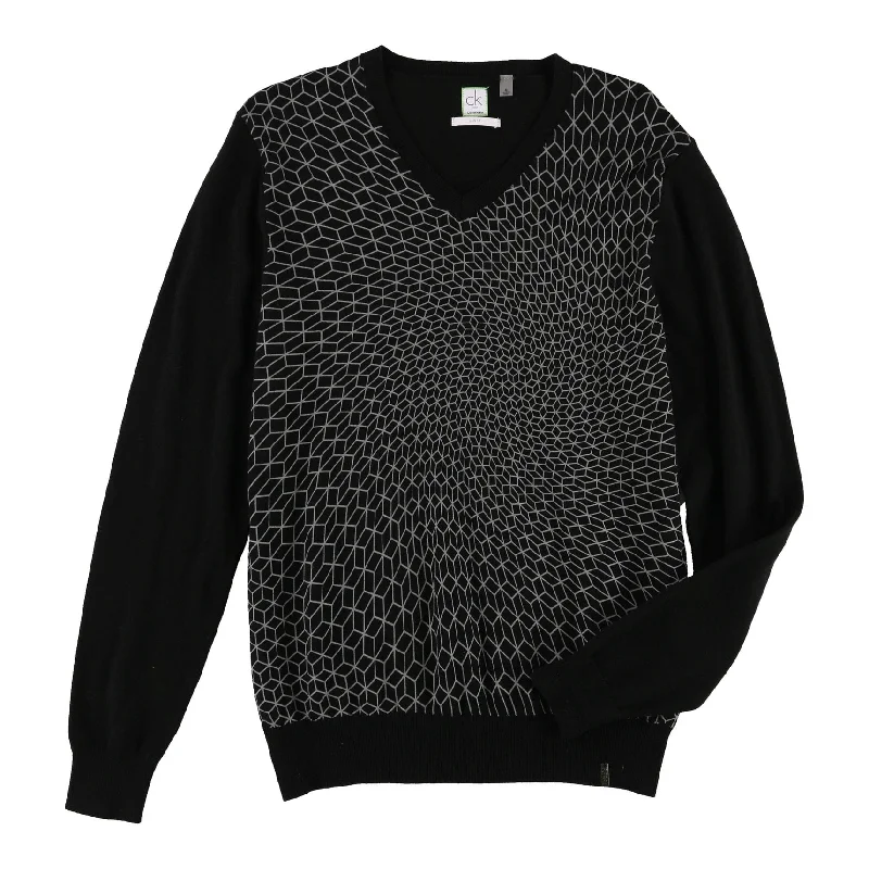 Active Tops Calvin Klein Mens Cube Knit Sweater, Black, Small