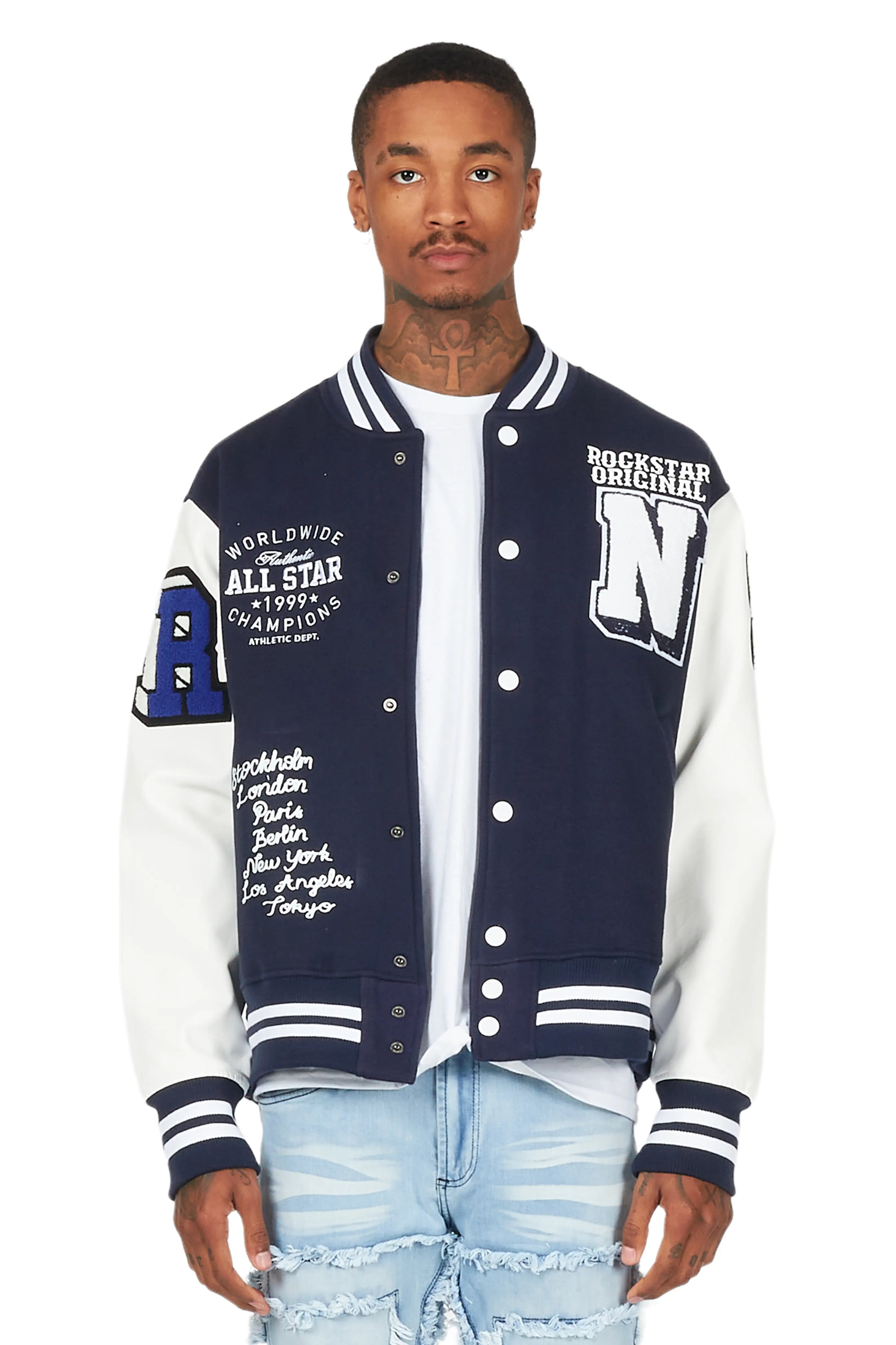Functional Tops Palta Navy Varsity Jacket
