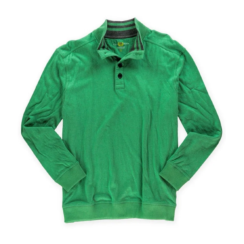 Sporty Jackets Club Room Mens Solid Henley Sweater, Green, Medium