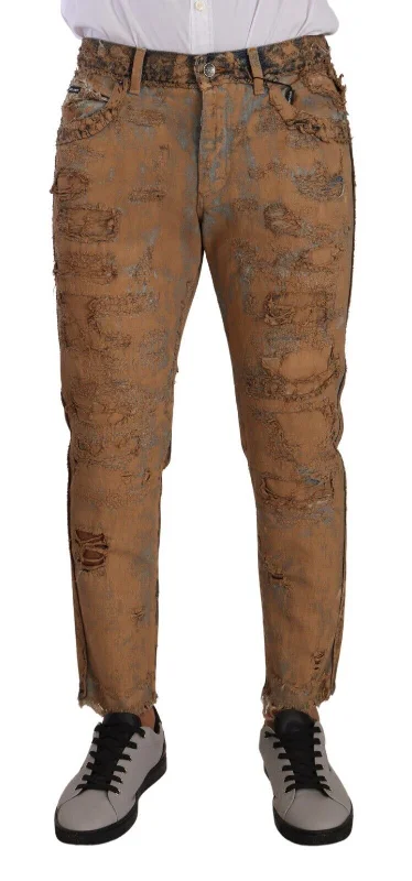 Relaxed Streetwear Dolce & Gabbana Authentic Distressed blue Classic Men's Trousers