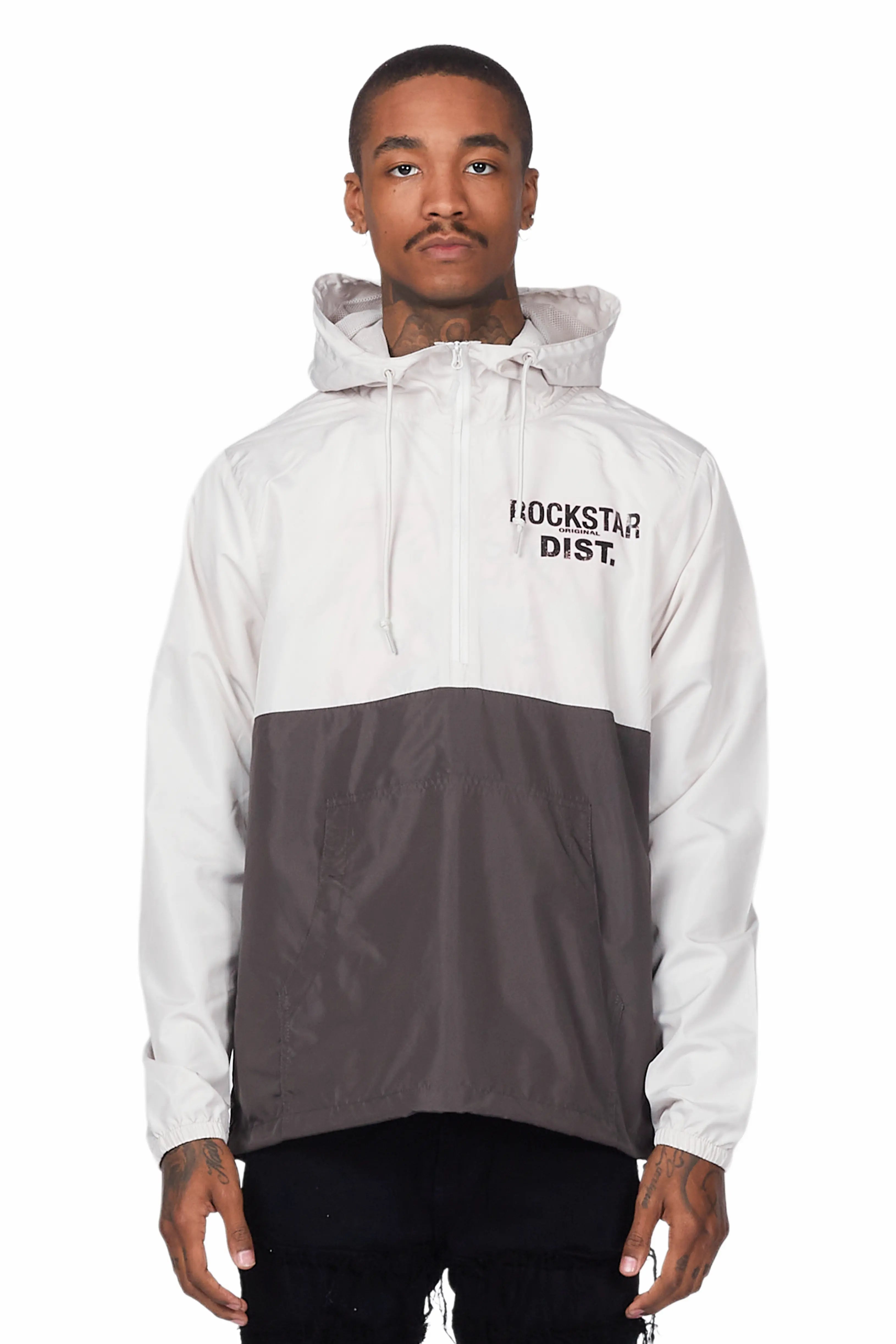 Simple Wardrobe Lake Grey Graphic Windbreaker