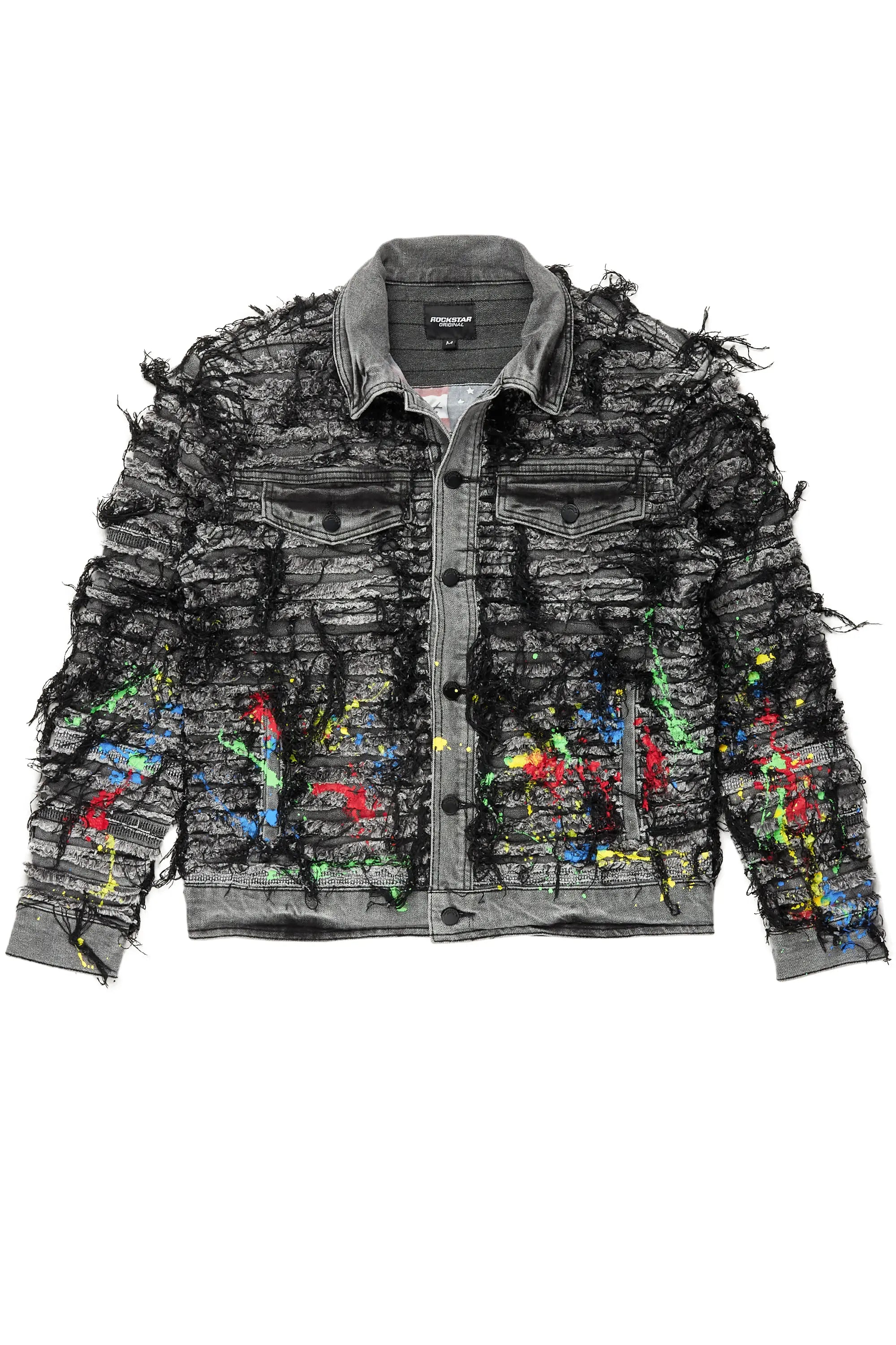 Cozy Sweatshirts Gagan Black/Grey Painter Denim Jacket