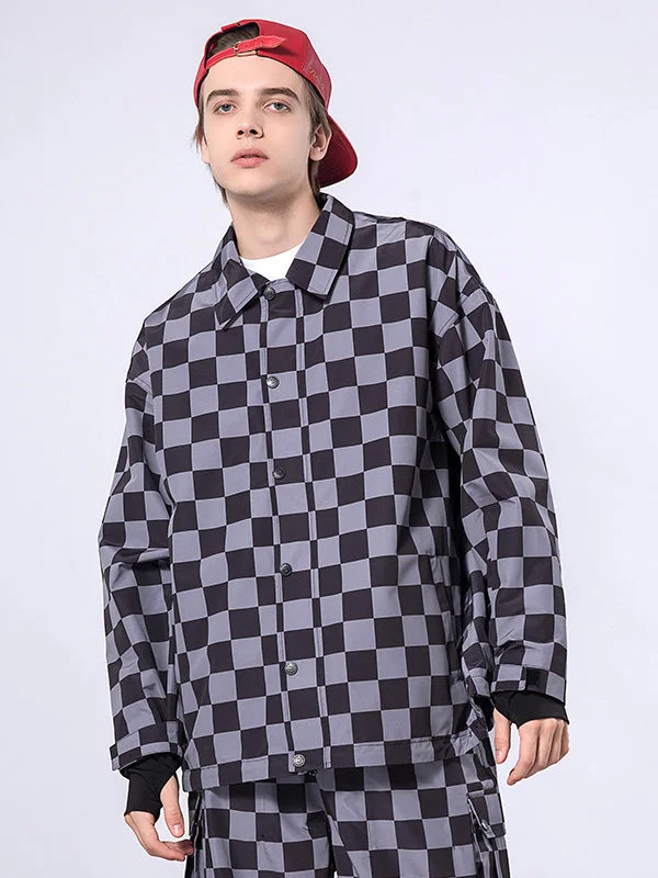 Everyday Comfort Wear Men's RAWRWAR Checkerboard Snowboard Coach Jacket