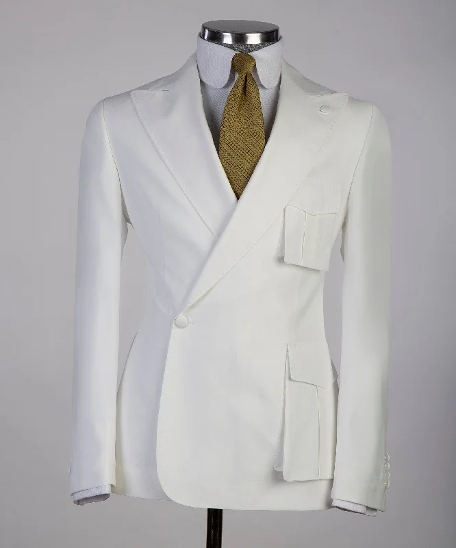 Trendy Basics Cream 3 Piece Suit For Men