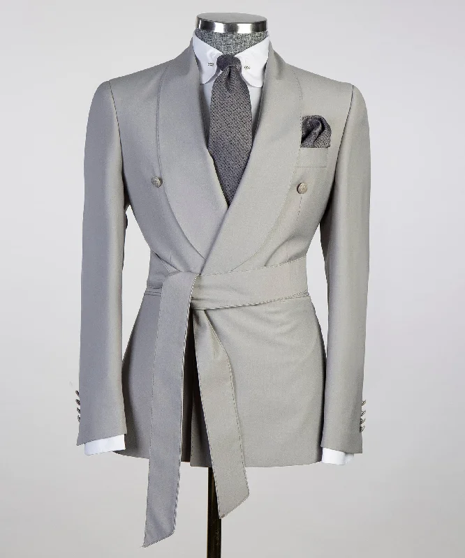 Premium Fit Belted Gray Suit