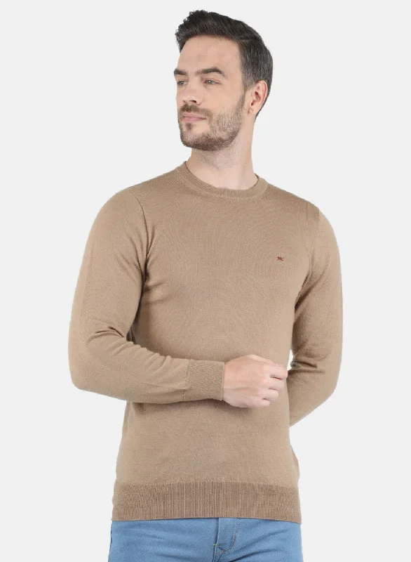 Active Essentials Men Beige Solid Pullover