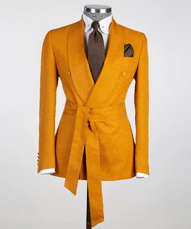 Street-Friendly Wear Belted Orange Suit