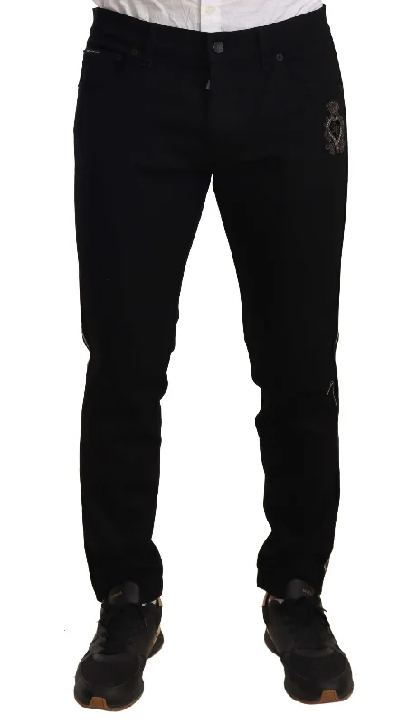 Warm Wear Dolce & Gabbana Heraldic Embroide Slim Fit  Men's Jeans