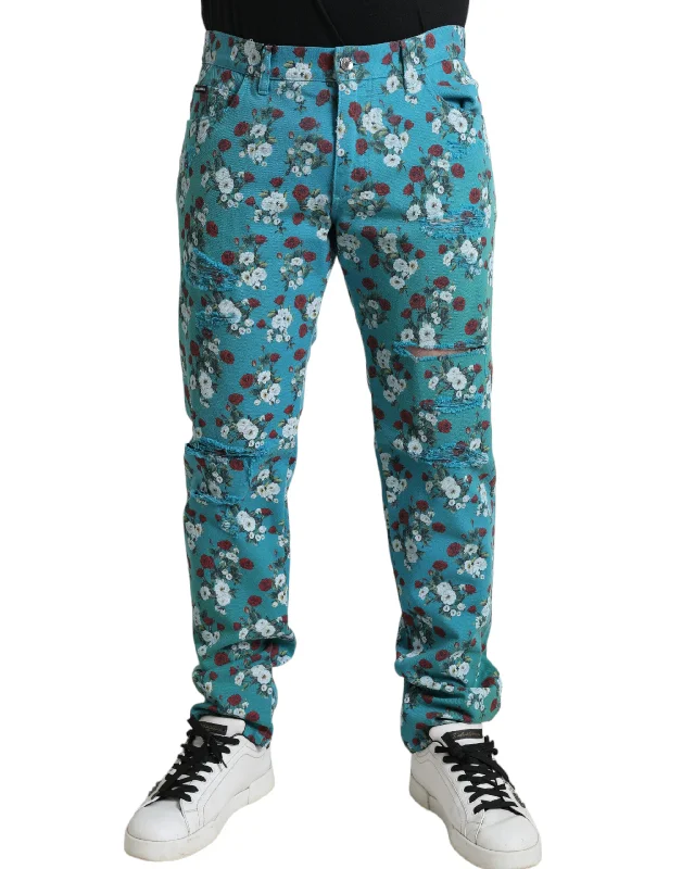 Lightweight Apparel Dolce & Gabbana Chic Floral Skinny  Men's Jeans