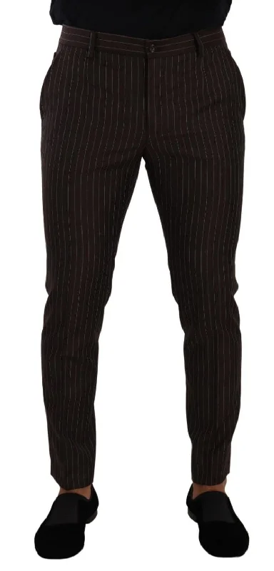 Cozy Sweatshirts Dolce & Gabbana Elegant  Striped Woolen Men's Men's Trousers
