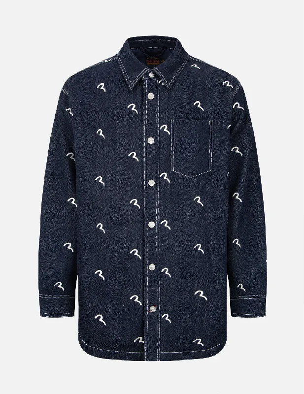 Relaxed Casuals Allover Seagull Embroidery Padded Shirt Jacket