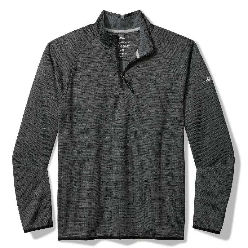 Premium Fit Tommy Bahama Men's IslandZone Palm Pro Half Zip Pullover Sweater - Black
