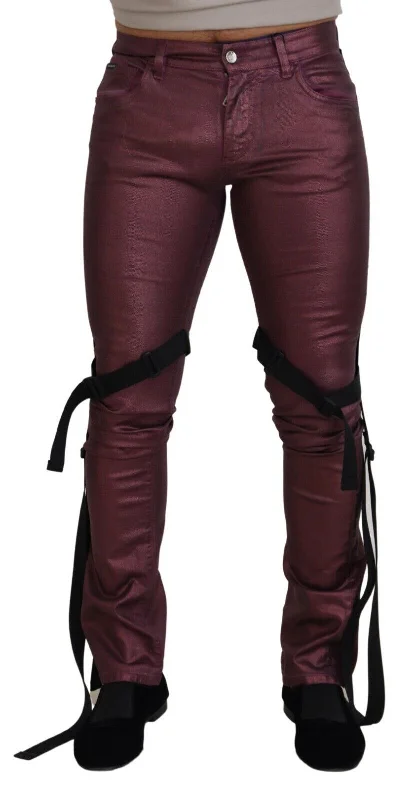 Urban Comfort Wear Dolce & Gabbana Elegant Magenta Cotton Men's Trousers
