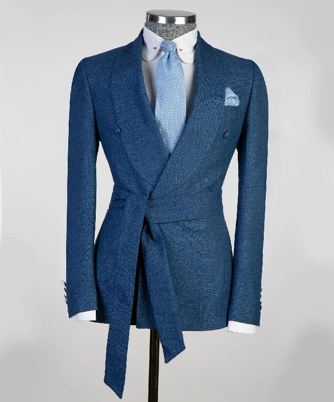 Cozy Pants Belted Blue Suit