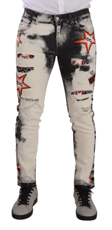 Simple Wardrobe Dolce & Gabbana Chic Slim Fit Star Motif blue Men's Jeans